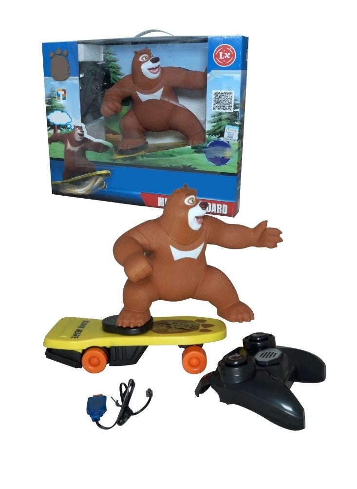 Bear Cartoon Bear Character RC Skateboard Toy with Remote Control, Rechargeable Stunt Board for Kids - Image 1